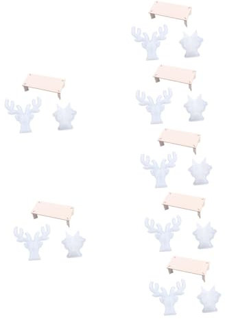 Lurrose 7 Sets Epoxid Tischdekoration Geweihform Schmuckanhänger Formschablonen Für Bastelarbeiten Spiegel Wanddekoration Einfache DIY Handarbeit DIY Handbuch Weißes Holz