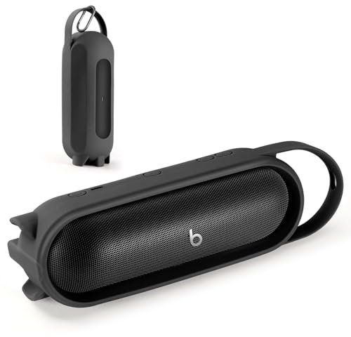OCXLLEATLY Silikon-Tragetasche für Beats Pill 2024 tragbare Bluetooth-Lautsprecher, Schutzhülle, Reiseetui, Lautsprecher-Zubehör (schwarz)