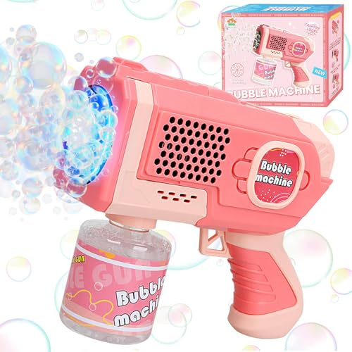 Beria Seifenblasenpistole Spielzeug Seifenblasenmaschine Elektrisch Seifenblasen Pistole Mit Licht Seifenblasenmaschine Kinder Hochzeit Geschenke für Kinder 3-8 Jahre Geburtstag Geschenkideen