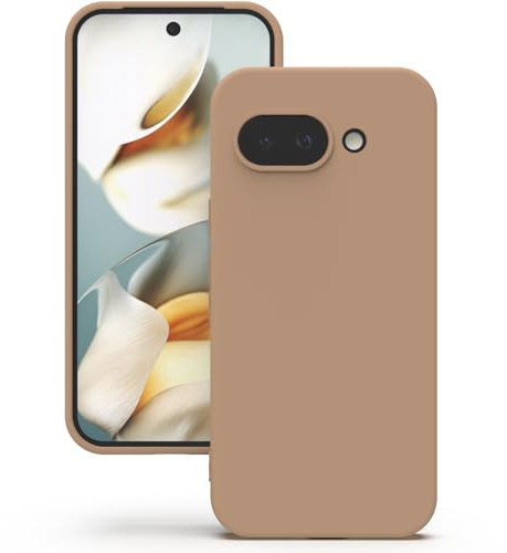 YATWIN Hülle für Google Pixel 9a, Silikon Handyhülle mit Futter, 1mm Kamera und Displayschutz, Dünn & Leicht, Anti Kratzer Case, Milchtee
