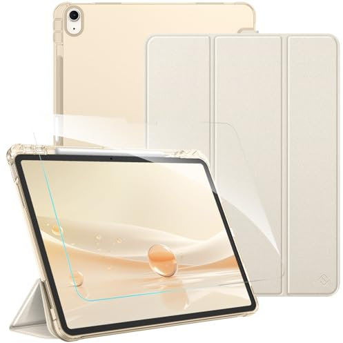 FINTIE Coque pour iPad Air 13 Pouces 2025/2024 (M3/M2), Coque Translucide Givrée Housse Arrière Souple, [avec 1 Verre Trempé & Rangement de Stylet] Étui Fin Léger Sommeil/Réveil Auto Lumière Stellaire