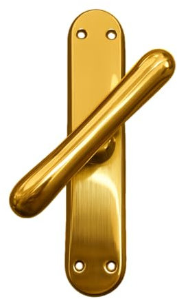 inferramenta Maniglia Cremonese Modello A Goccia Con Placca Lunga | Finitura Oro Lucido o Cromo Satinato | Design Elegante E Classico Per Porte E Finestre Legno (Con Fori, Oro Lucido)