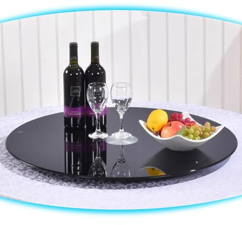 Lazy Susan Plateau tournant rond en verre trempé robuste pour table de cuisine et salle à manger 70 cm