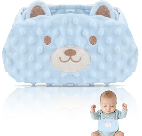 Rakuker Kirschkernkissen Baby, Wärmekissen Anti-Kolik Gürtel, Wärmegürtel Kirschkerne, Koliken und Gas Relief für Neugeborene und Kleinkinder, Mikrowelle, Geschenk zur Geburt & Taufe (Blau)