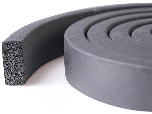 TIHONORI EPDM Quadratische Dichtungsleiste 1m, 20-50mm Dick – Geschlossenzelliger Tür- & Fensterzugluftstopper, Schalldämmung, Wärmedämmung, Wetter- & Staubschutz Dichtungsband,40 × 45mm