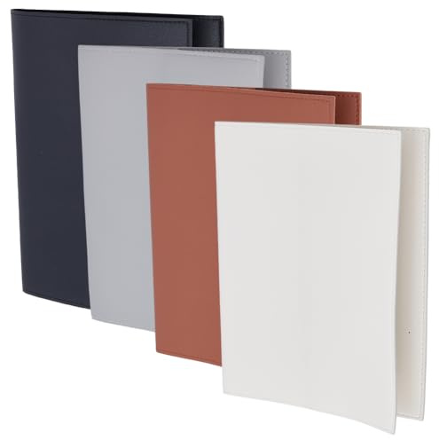 WEBEEDY 4 Farben PU Leder Journal Cover für A5 Buch Nachfüllbar Zusammensetzung Notebook Cover PU Leder Buchschutz für Weihnachten, 33.5x23cm(Grau, Weiß, Schwarz, Braune)