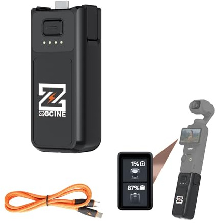 ZGCINE PK-H01 Battery Grip for DJI OSMO Pocket 3,7.7V/1600mAh Pocket3 Batterie Poignée,Charge Rapide,Filetage 1/4 Pouce Intégré,Prise en Charge de la Transmission Directe des Données