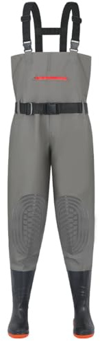 BLUEZY Scafandro da Pesca da Uomo, Waders Pesca Neoprene con Stivali da Pesca, Salopette Pesca Uomo con Ginocchia Rinforzate Salopette Impermeabile Uomo per Guadare, Pesca A Mosca B,45