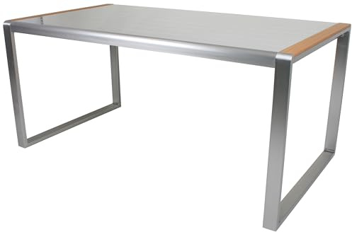 DELUKE Gartentisch Anton rechteckig - Kunststoff, Hellbraun, 160x90x74cm | Terrassentisch Wetterfest Outdoor Tisch
