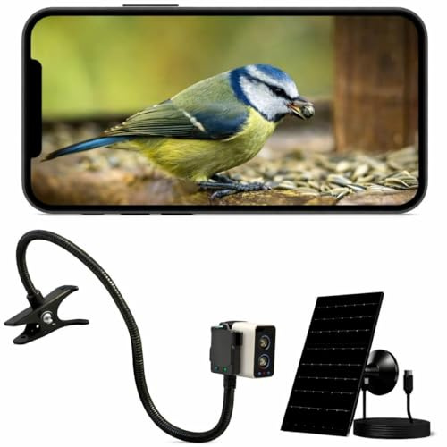 Bird Feeder Camera WiFi 4MP HD – Smart Bird Feeder Camera with Live View App, Solar Powered WiFi Camera, Night Vision, Motion Alerts, Outdoor Garden Bird Watching Gift