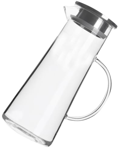 INOOMP Bouteille D'eau Lisse en Verre Borosilicaté 1450ml Grosse Capacité Résistante la Chaleur et Cuisine Usage Domestique