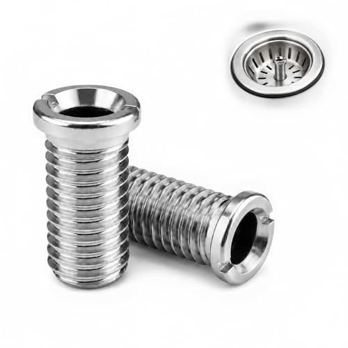 2 Piezas Tornillo Hueco para Fregadero M12 x 25 mm, Tornillos de Acero Inoxidable para Válvula de Cesta, Repuesto Lavabo, Tornillo Desagüe para Fregadero Cocina, Plata, Reparación y Recambio