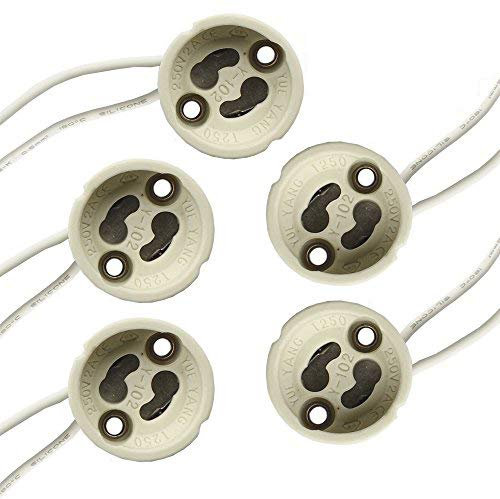 EUROBRYTE Lot de 5 Douilles GU10 Blanc en Céramique pour Ampoule Halogène ou Led
