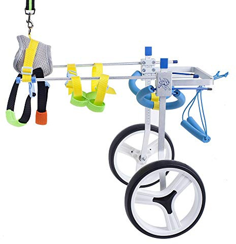 SehrGo Rollstuhl für Hunde, verstellbar, Hüfthöhe 17,8 cm - 50,8 cm, Gewicht 8 bis 24,9 kg, Hinterbeine, Rehabilitation, 2 Räder, Größe M