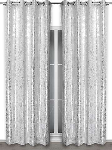 BEAUTEX Vorhang mit Ösen 140x260 cm (Farbe Wählbar) Blickdicht verdunkelung Gardine, Stardust (Weiß/Silber)