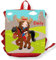 SL-Store GbR Kindergartenrucksack rot Pferd Reiterin hellbraune Haare mit Namen Mädchen Kleinkind Kinderrucksack für Kita Kindergarten personalisiert Name Bedruckt