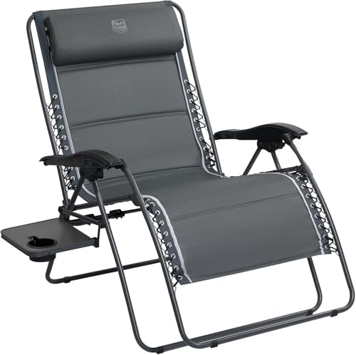TIMBER RIDGE XXL Oversized Zero Gravity Chair, 33 Wide, 500 lb, Gray