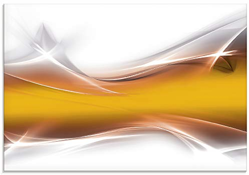 ARTLAND Küchenrückwand Glas mit Motiv Spritzschutz 80x55 cm Design Rückwand Küche Bad Modern Abstrakt Kunst Kreativ Gold T9FB