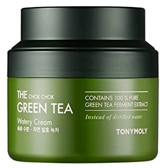 TONYMOLY The Chok Chok Green Tea Watery Cream - Leichte Feuchtigkeitscreme mit Grüntee-Extrakt für strahlende Haut, 60 ml