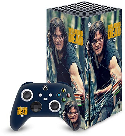 Head Case Designs Offizielle Zugelassen AMC The Walking Dead Daryl Lauern Daryl Dixon Grafiken Vinyl Haut Gaming Aufkleber Abziehbild kompatibel mit Xbox Series X Console and Controller Bundle