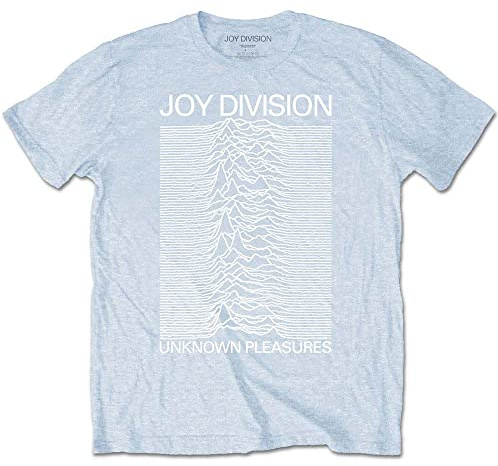 Joy Division T Shirt Unknown Pleasures Weiß On Blau Logo offiziell Herren Blau M