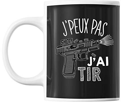 Planetee Mug Tir | Tasse Cadeau Humour j'peux pas Noir