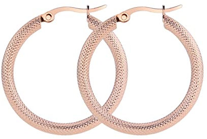 Lieson Boucle Doreille Femme Titane, Boucles Doreille Creoles Boucle Doreille Or Rose Motif Serpent Ronde 20MM