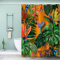 Duschvorhang 180x200 Anti-Schimmel Schwer Stoff Polyester Wasserdicht Duschvorhänge Tropische Blumen Dschungel Kolibris Shower Curtain mit 12 Duschvorhangringen für Badezimmer Waschbar Badvorhang