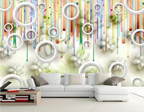 Fototapete 3D Tapete Florale Geometrische Streifen Foto Tapeten Wand Tapeten Vliestapete Modern Wandbilder Wohnzimmer