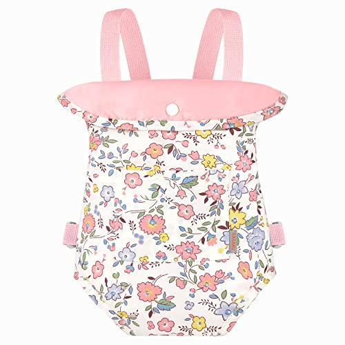 GAGAKU Puppentrage Puppen Bauchtrage Puppen Tragesitz Puppenzubehör mit Verstellbaren Trägern - Rosa - Blüte