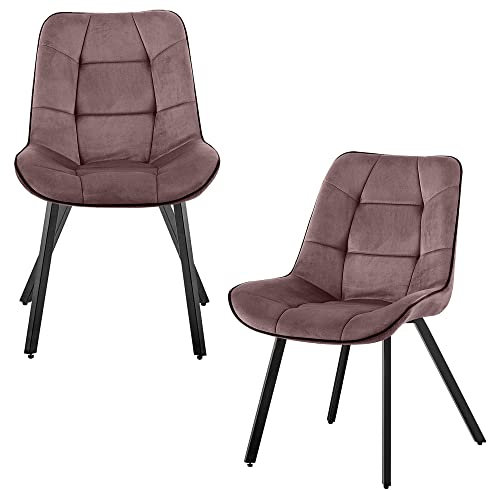 TRISENS Samtstühle Stoffstühle Polsterstuhl Esszimmerstühle Küchenstühle aus Samt Metallbeine, Farbe:Dustrosa, Menge:2 St.
