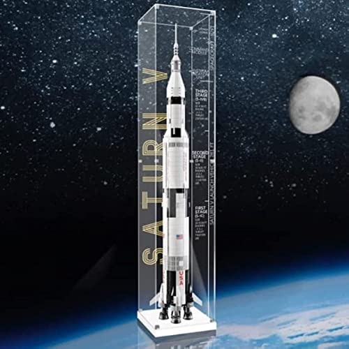 APRILA Acryl Vitrine für 92176 NASA Apollo Saturn V Weltraumrakete, Staubdichte Vitrine Transparente Schaukasten Aufbewahrungsbox für Modelle Sammlerstücke, (Nur Vitrine)