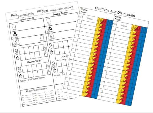 RefStuff RefScorer RefSgamecards – Football Soccer Referee Match Day Record Game Cards (Pack of 40)