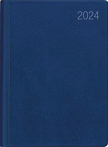 Taschenkalender blau 2024 - Bürokalender 10,2x14,2 - 1 Woche auf 2 Seiten - flexibler Kunststoffeinband - Notizheft - Wochenkalender - 640-1015