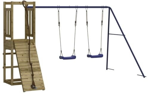 vidaXL Spielturm, Klettergerüst mit Kletterwand Schaukel, Kinder Kletterturm, Spiel-Zubehör für Garten, Holz Spielplatz Spielhaus, Imprägniertes Kiefernholz