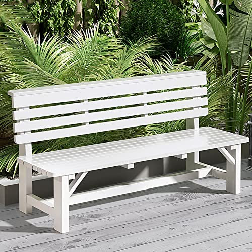 ZMYJTO Außenholzbank, Terrassenbank, Gartenbank mit Rückenlehne, Allwetterbank für 2–3 Personen, die Niemals verrottet und verblasst, große Bank für Garten, Veranda und Park (Color : Wit, Size : 10