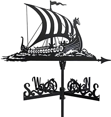 Wetterfahne Garten Windfahne Metall Wetterfahne mit Schlachtschiff-Ornament, Wetterfahne Segelboot Schiff Wetterhahn Windrichtung für Haus Garten