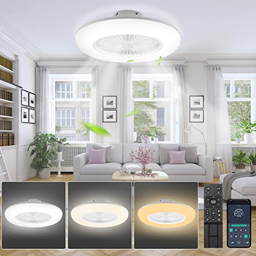 Joparri Ventilatore da Soffitto con Luce e Telecomando, 80W Smart LED Dimmable Ventilatori da Soffitto 3 Light Color Change e 6 Velocità Della Ventola per Camera da Letto Soggiorno