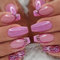 24PCS Long False Nails with Glue Stickers,Coffin Full Cover Acrylic and Press on Nails no Glue, Purple Glitter French Fake Nails Stick for Women and Girls Nail Art
