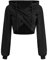 GORGLITTER Women's Wrap Cropped Hoodie Long Sleeve Drawstring Hooded Sweatshirt Pullover without Pocket Black M