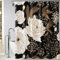BIVINAR Rideau de douche en tissu imperméable avec 12 crochets - Motif floral noir et doré - 183 x 183 cm