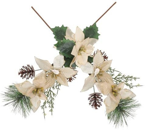 HOOTNEE 2stücke Künstliche Weihnachtsblumen Stiele Lebensnahe Weihnachtsstern Deko Für Festliche Anlässe Für Weihnachtsbaum Und Heimdekoration