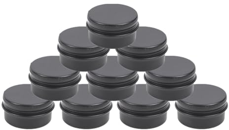 PQPAUTY 100 Stück Leere 30 ml Rund Matt Schwarz - 47mm x 24mm Aluminium Schraubdose Cremedose Dosen mit Schraub-Deckel 30ml Aludose Blechdosen für Kerze Salben Kosmetik