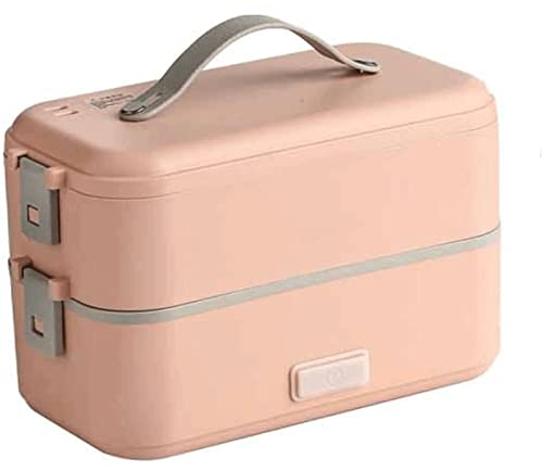 TEmkin Boîte à Lunch électrique 300 W, Chauffe-Aliments Portable avec poignée en Silicone, boîte Auto-chauffante Anti-Fuite avec récipient en Acier Inoxydable 304 amélioré (Rose)