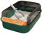 PawnTech Bac à Litière pour Chat XXL Esthétique 51x35x18 cm I Litière Ouverte - Anti-éclaboussure - Pelle de Nettoyage Inclus (Vert Orangé)