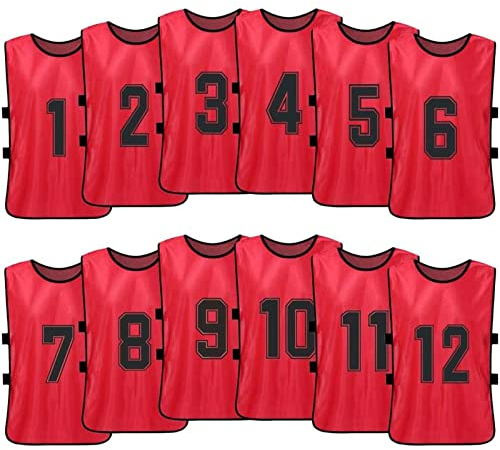 12 Stück Fußball Scrimmage Trainingswesten Shirt Home Alternate Player Jersey Lätzchen Markierungshemden Trainingsleibchen Basketball Football Für Teamsportbedarf - Fußballtraining