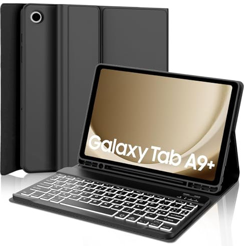 WINCHKING Tastiera per Samsung Galaxy Tab A9 Plus 11, Cover con Tastiera Galaxy Tab A9+, Italiano Bluetooth Retroilluminata Rimovibile Keyboard per Samsung a9 Plus Tablet 2023 11 Pollici, Nero