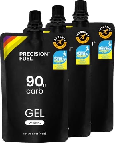 Precision Fuel 90 Energy Gels - Mild Flavour Running Gels for Endurance Athletes, 90g Carbohydrate, Easy-to-Digest, Perfect for Running & Long-Duration Sports, 153g (Pack of 3, Geschmacklos)