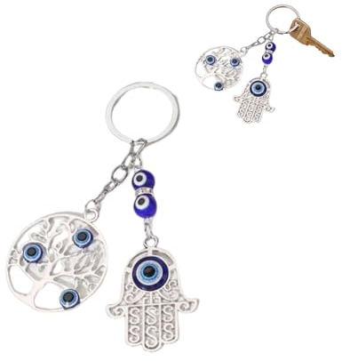 Porte-Clés Mauvais œil Hamsa Fatima Hand, Turc Blue Evil Eye Porte-Clés, Arbre de Vie Porte-Clés, Porte-clés Turc, Porte-clés Porte-Bonheur, Pendentif Arbre de Vie Cadeau de Bénédiction