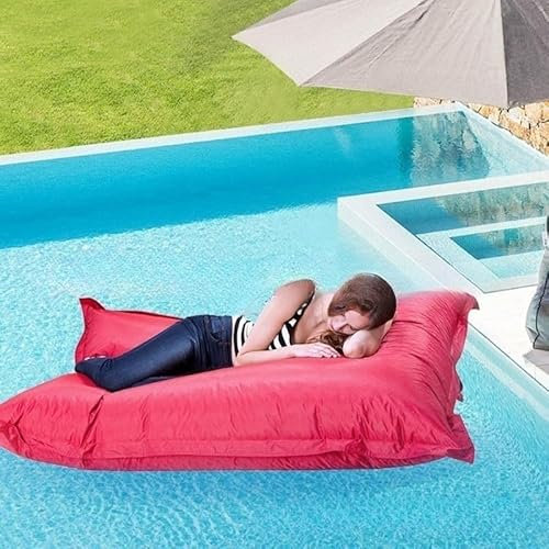 UGEFKMQ Housse De Pouf D'Extérieurpouf Flottant pour Piscine, Pouf Flottant, Canapé De Sable Paresseux, Tissu Oxford Imperméable (sans Remplissage), 140Cm X 180Cm,Rouge,180 Cm * 140 Cm